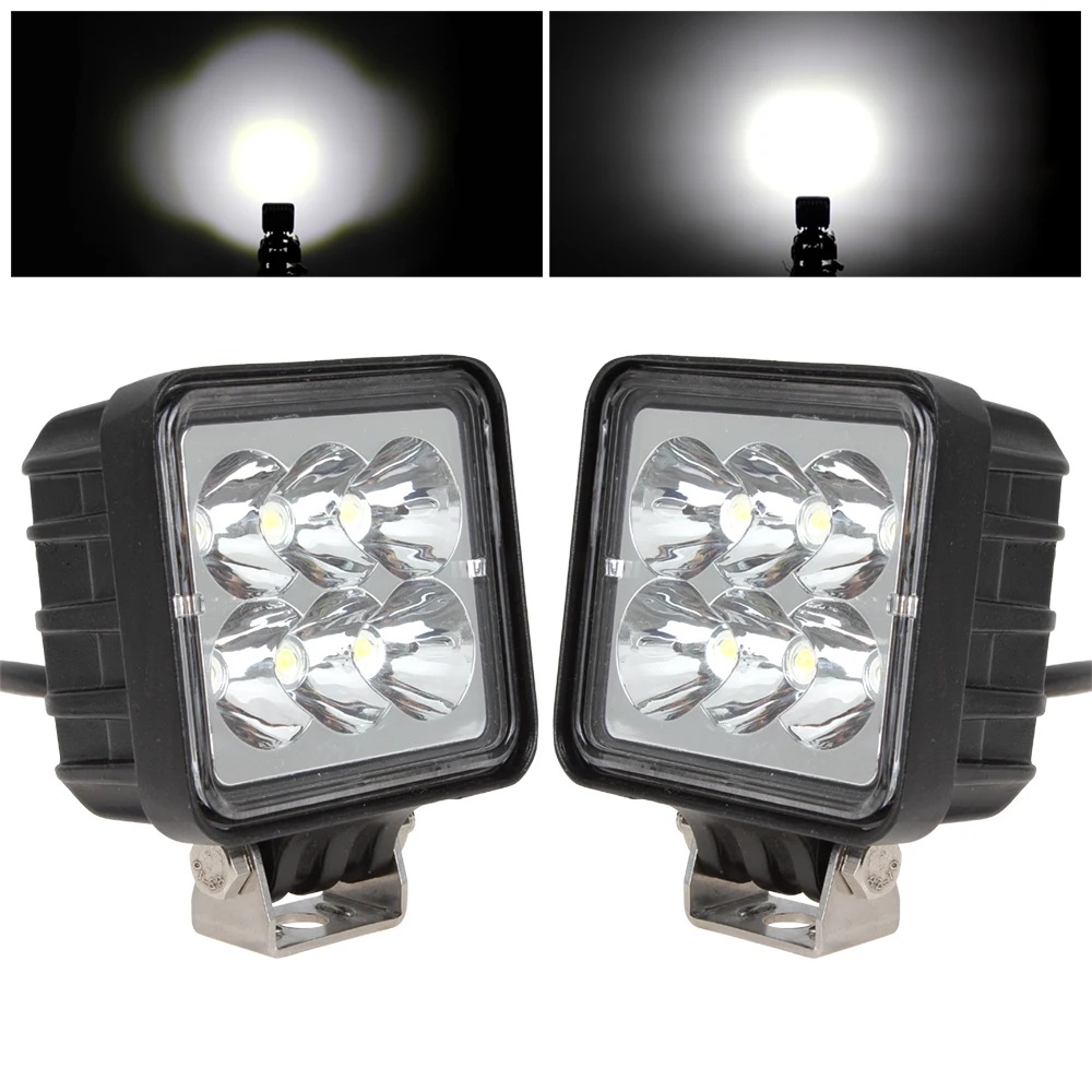 

2Pcs 1530LM 18W Waterproof Square LED Work Light for Motorcycle/Tractor/Boat/4WD Offroad/SUV / ATV