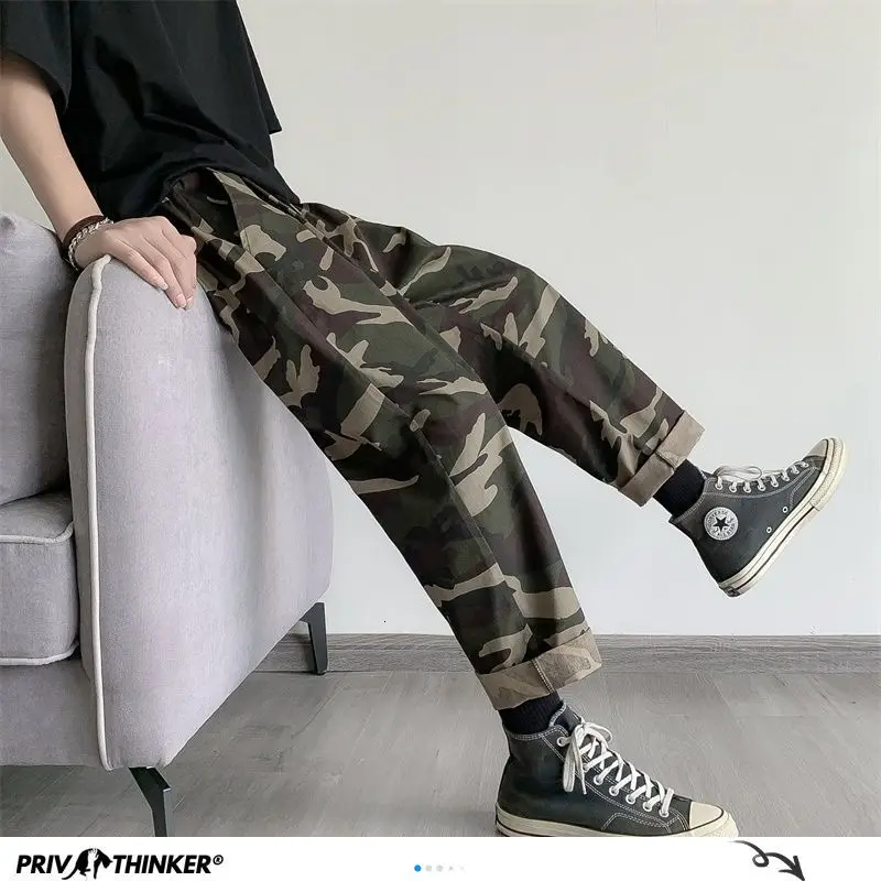 Мужские спортивные камуфляжные шаровары Privathinker свободные брюки до щиколотки в