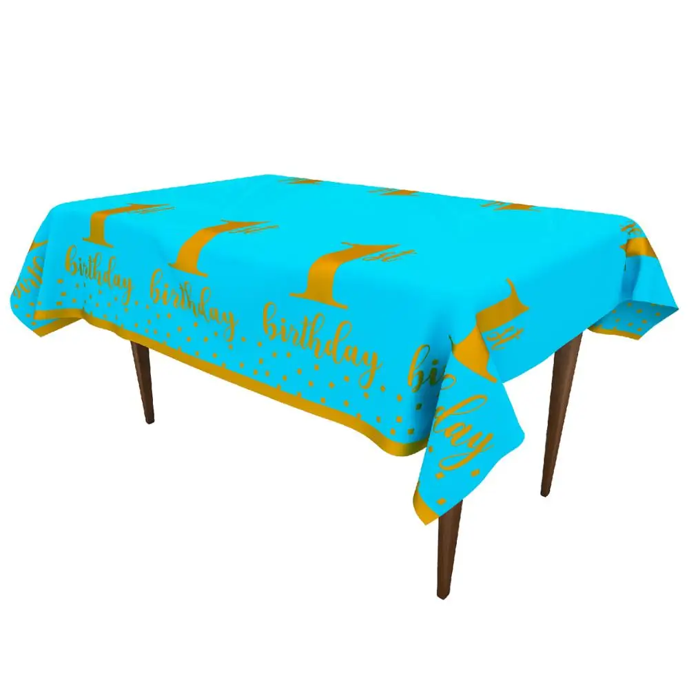 Table cover 1pcs 1 год, день рождения, вечерние, для мальчиков, для душа, декоративная соломинка, покрытие для стола, горячее тиснение, Детские вечерние столовые приборы, принадлежности для дня рождения - Цвет: Table cover 1pcs