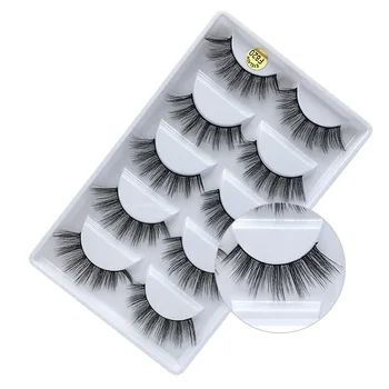 

20 boxes/lot3D mink false eyelashes natural slender 5 pairs eyelashes straight