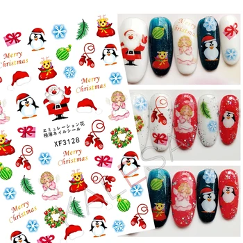 

Snow Christmas Nail Sticker Art Decoration Snowman Nail Decal for Manicure Penguin Sticker for Nails Design Santa Claus Adhesive