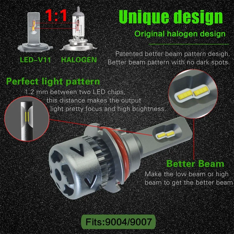 Новые продукты нового поколения автомобильные лампочки Led H1 H3 H8 H9 H4 H7 H11 9012 Led 880 881 9008 H13 9004 9007 Авто светодиодные фары 9