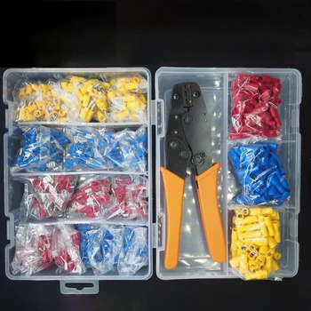 

Electrical Crimping Plier Kit with 900pcs Assorted Male / Female Spade Wire Terminals Butt Connectors 22-10 AWG Hand Tool Set