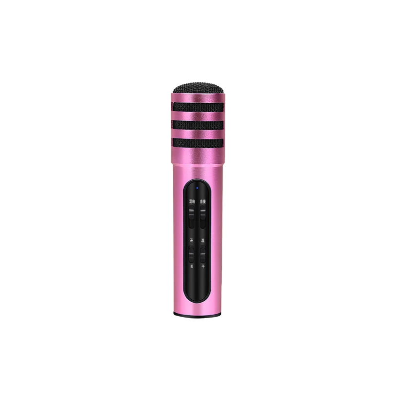 Pink Мобильный телефон Караоке Пение микрофон Встроенная звуковая карта+ реверберации конденсаторный микрофон для iPhone и Android телефон Универсальный - Цвет: Pink