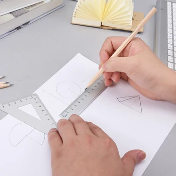 

4 pcs/Set Square Triangle Ruler Aluminum Alloy Protractor Set Drawing School Supplies