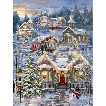 

DIY 5D Diamond embroidery Snow scene full square diamond painting cross stitch picture rhinestones handmade art needlework