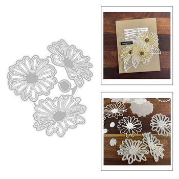 

2020 New Hot Plant Chrysanthemum Stamen Sunflower Flower Embossing Metal Cutting Dies Foil and Scrapbooking For Making no stamps