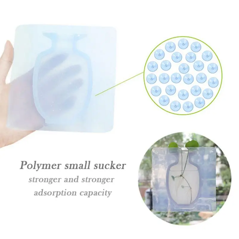 Silicone Sticky Vase Stick on The Wall Flower Pot Magic Flower Plant Vases Flower Container for Home Offices Wall Decorations