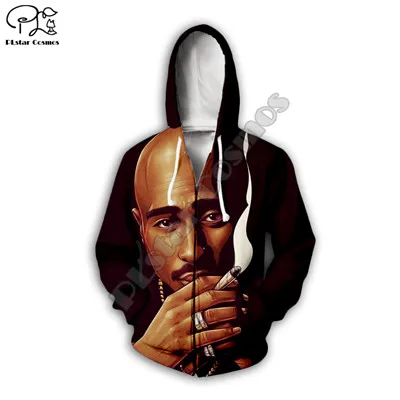 Zip hoodies PLstar Cosmos Tupac 2Pac 90 х Рэппер Harajuku спортивный костюм 3D принт Толстовка/куртка/мужские, женские в стиле хип-хоп Повседневный стиль-4 - Цвет: Zip hoodies