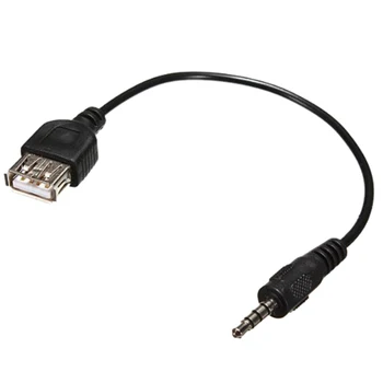 

USB Sync Audio Earphone Jack Cable for Mini Electronic Devices with DC 3.5mm Plug, Black