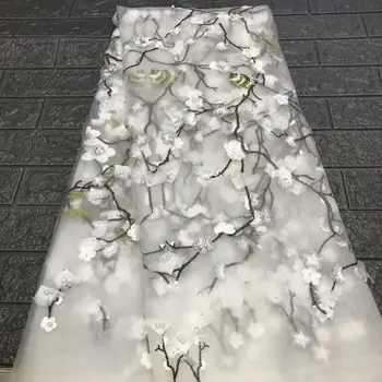 

African tull Lace Fabric High Quality 3D Flowers Voile Lace French Net Lace Fabrics 2020 Nigerian Lace Fabrics For Wedding