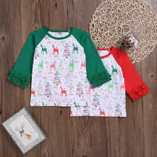Одежда для маленьких мальчиков и девочек Осенняя футболка с длинными рукавами Рождественская рубашка с животным рисунком футболки г., новинка