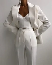 3 pieces moda feminina ternos de lapela peaked duplo breasted jaqueta formal casual corset calças blazer diário casamento formatura festa vestir