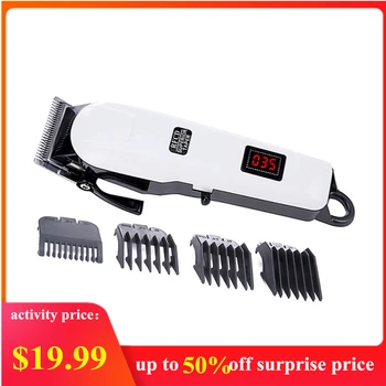 

Professional Hair Trimmer Rechargeable Powerful Hair Clipper Men Electric Cutting Machine Power Motor Lcd Digital Hairdress Barb