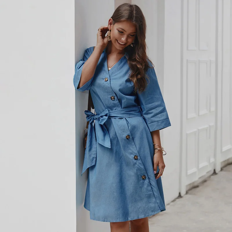 Belle Poque женское платье-свитер на пуговицах осеннее платье Vestidos однотонные элегантные платья с длинным рукавом Свободные офисные платья
