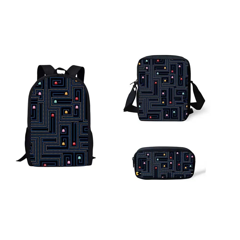 

WHEREISART Pacman Retro Game School Bags Backpack Student Satchel Teenager Boys Girls Large Capacity Cartoon School Backpacks
