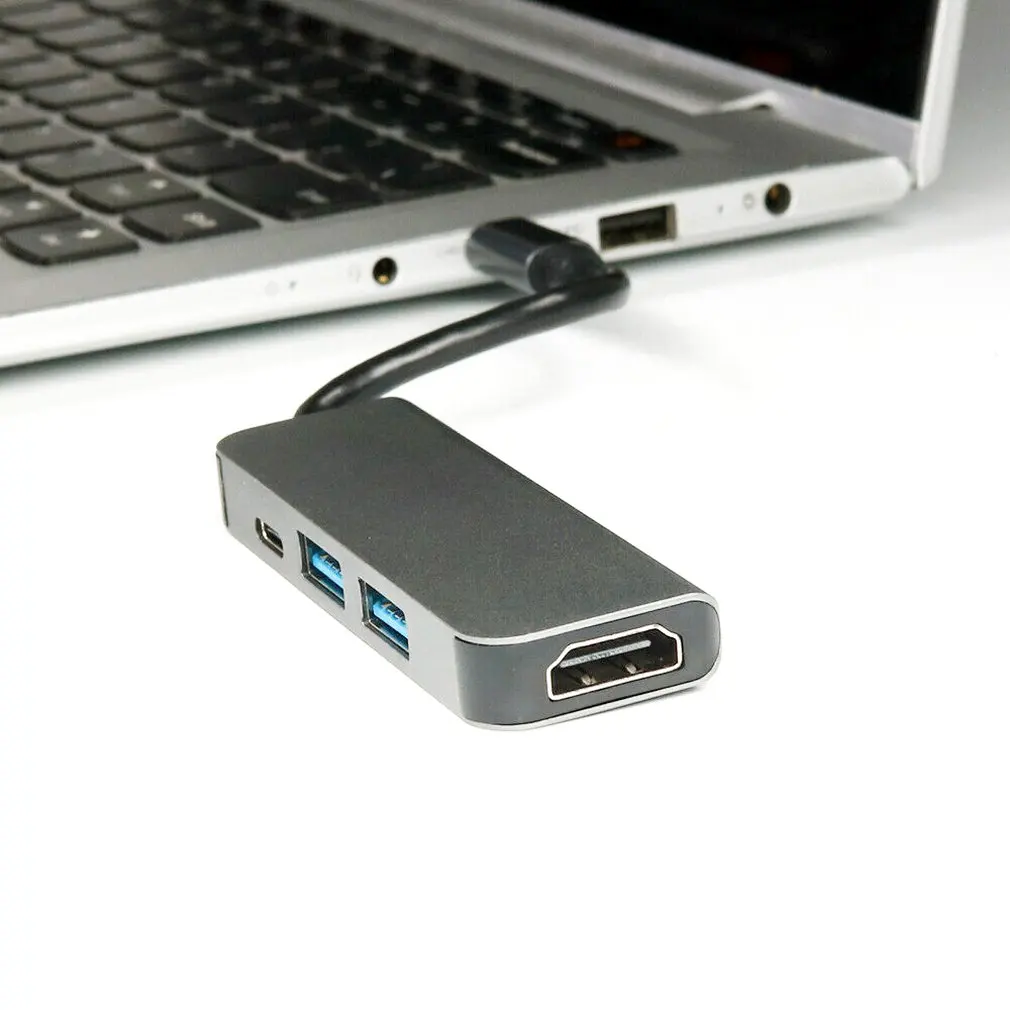 4 в 1 type C концентратор к HDMI 4K 2USB 3,0 и PD зарядный порт USB C многопортовый адаптер