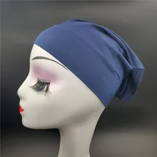 

2020 Muslim stretch modal Turban cap cotton inner Hijab Caps Islamic Underscarf Bonnet female headband tube cap turbante mujer