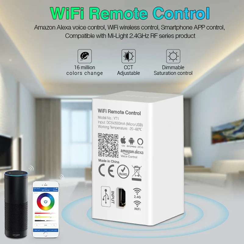 Ceny Bezprzewodowy pilot WiFi YT1 USB Led amazon alexa Voice Smartphone 4G kontrola aplikacji kompatybilny 2.4G RF 5V