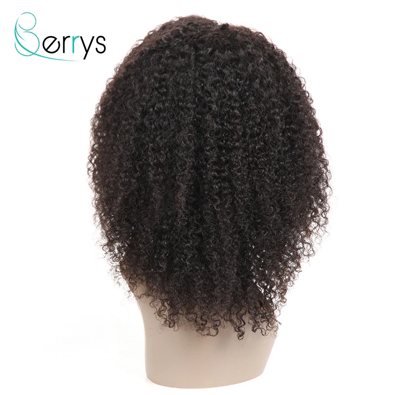 Berryshair 10A малайзийские человеческие волосы парики Кудрявые кудрявые без клея