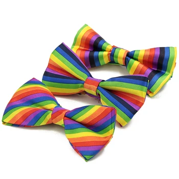 

Men Women Fashion Colorful Rainbow Striped Bowties Wedding Party Tuxedo Bow Tie Butterfly Cravat Gravata Christmas Party