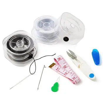 

1set Elastic Polyester Cord Sewing Needle Devices Threader Thread Guide Tool U Shaped Scissors Tape Measure Jewelry Beading tool