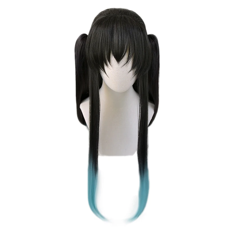 with Ponytails Парики из термостойких синтетических волос для косплея Demon Slayer Kimetsu no Yaiba Tokitou Muichirou - Цвет: with Ponytails