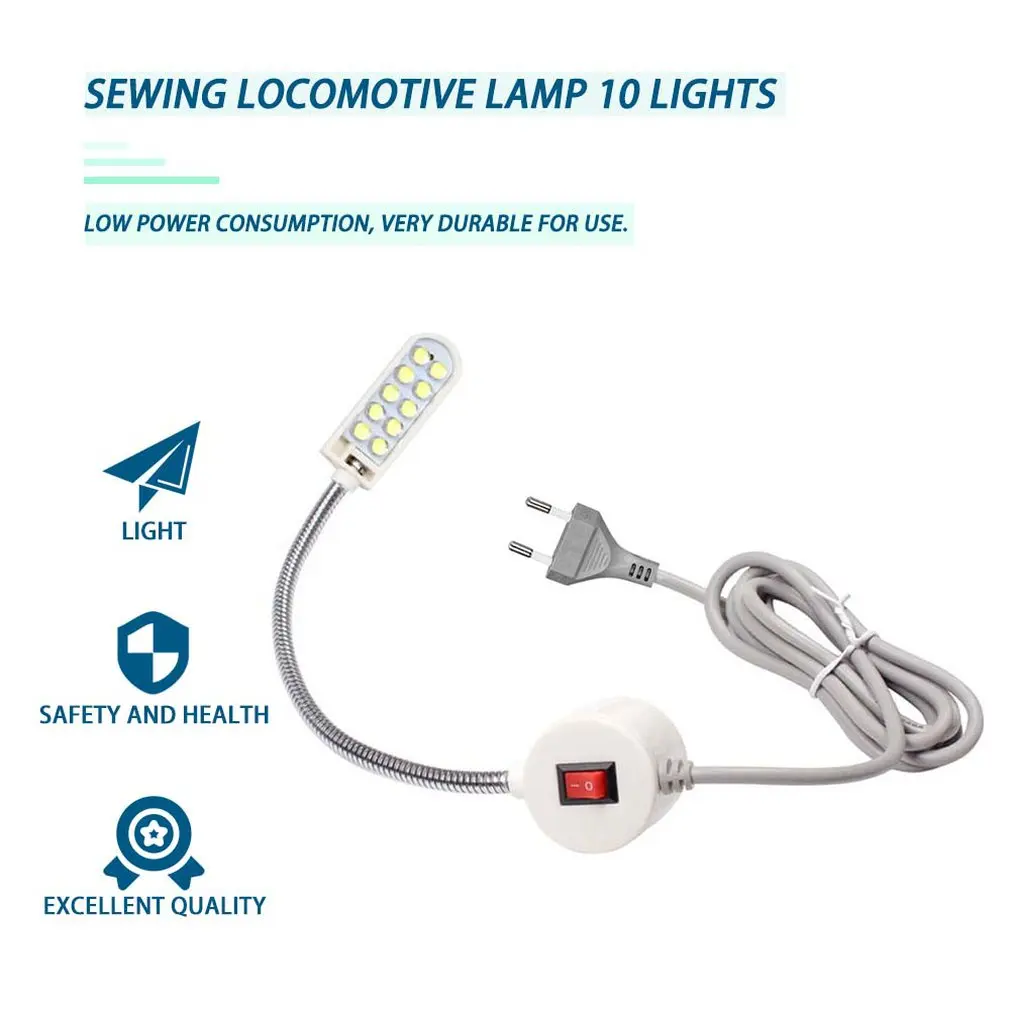 ICOCO Portable 10 LED Sewing Machine Light Work Light Magnetic Mounting Base Gooseneck Lamp for All Sewing Machine Lighting