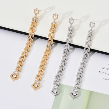 

Euro-American fashion star long Zircon Earrings women/girls wedding party dress Jewelry Earrings