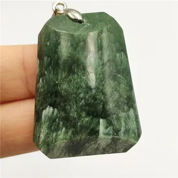 

Genuine Natural Green Seraphinite Pendant Rectangle Stone 39x29x8mm Women Men Crystal Lucky Gift Necklace Pendant AAAAA