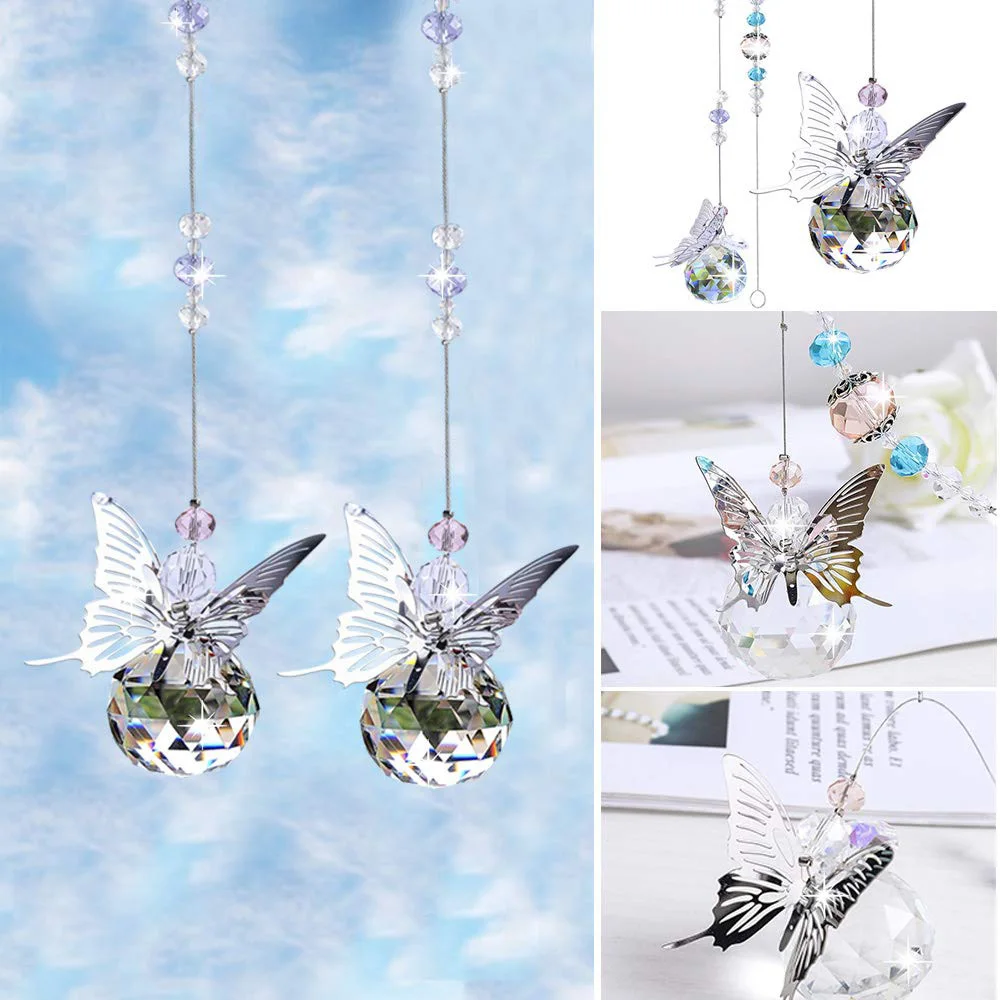 Украшение хрустальный шар бабочка подвеска висячие украшения из бисера Подарок Висячие праздничные вечерние принадлежности Свадебные люстры