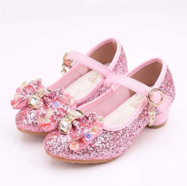 Детская обувь принцессы для девочек повседневные блестящие туфли с цветами и