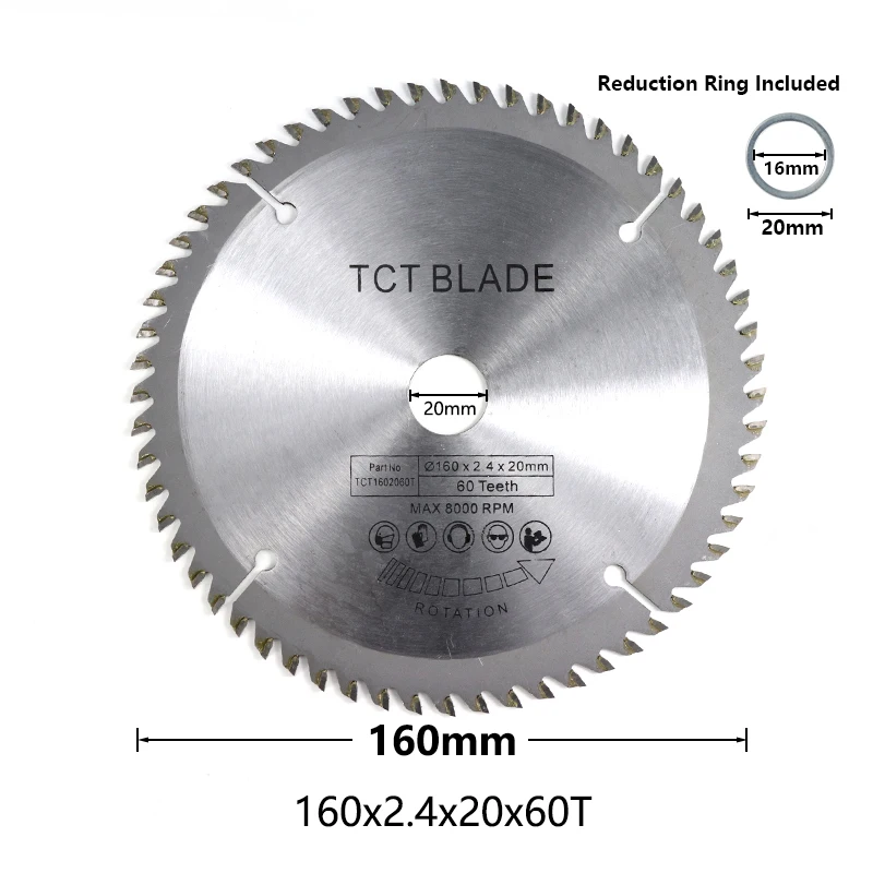 1 шт. 165x20x60T Дисковая Пила TCT режущий диск твердосплавные пилы для дерева многофункциональные электроинструменты - Цвет: 165x20x60T