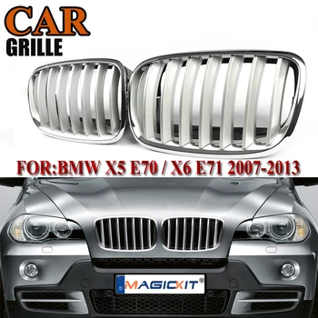 

MagicKit 2pcs Car Front Left+Right Kidney Double Slat Grille Racing Grilles Replacement For BMW E70 E71 X5 X6 SUV 2007-2013