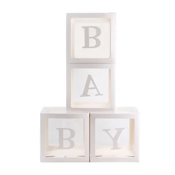 

1Pc Transparent Square Cardboard Box Balloon Box for Baby Shower Christening Birthday Party Decor JAN88