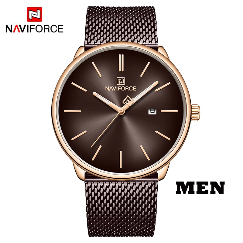 RGCE MEN NAVIFORCE Топ бренд класса люкс для мужчин кварцевые часы для женщин сталь Водонепроницаемый повседневное Дата Пара часы мужские наручные часы Relogio Masculino - Цвет: RGCE MEN