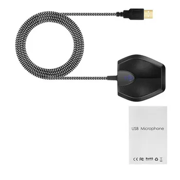 

Noise Reduction LED Indicator Conference Microphone Mute USB Plug Table Top Easy Use Omnidirectional Recording Anti-oxidation