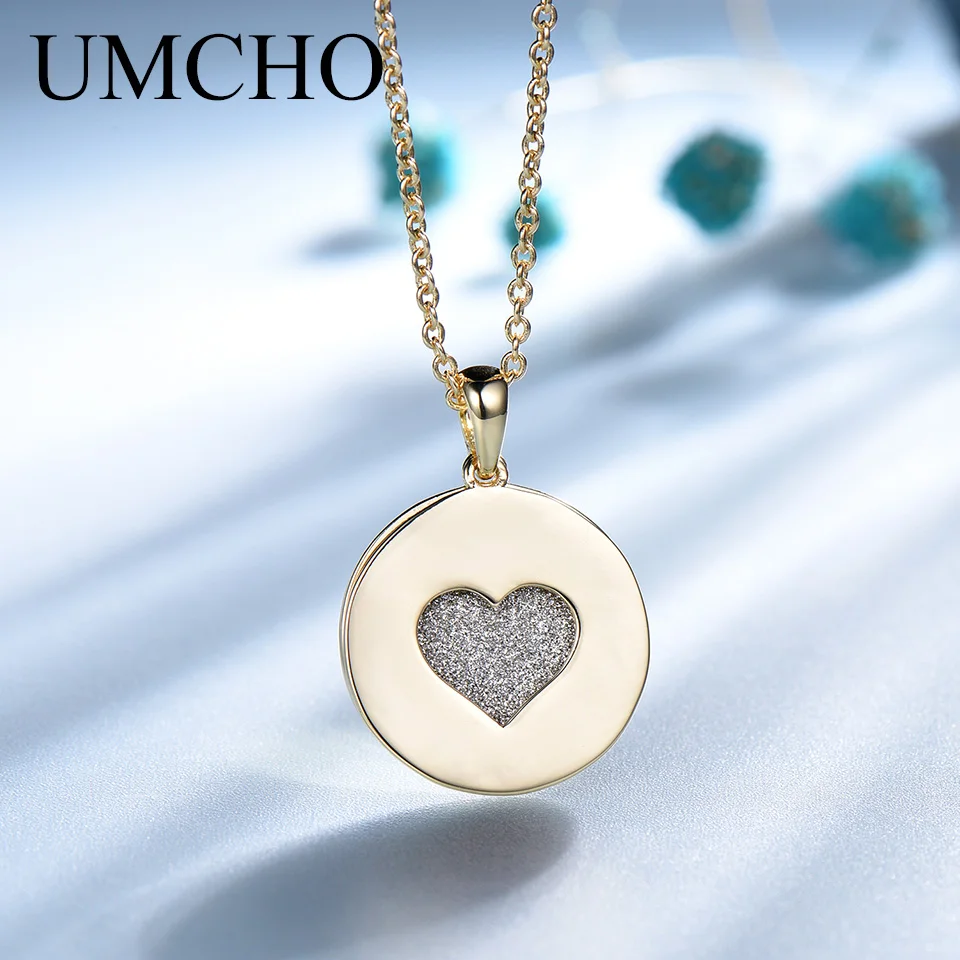 UMCHO/однотонные 925 пробы Серебристые ожерелья желтого цвета в форме сердца