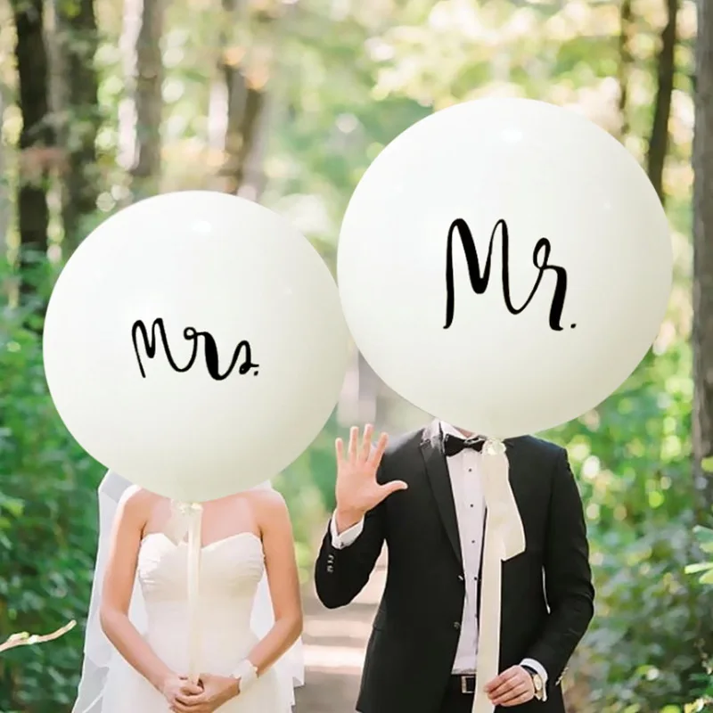 

36inch Mr Mrs White Latex Balloons for Wedding Party,Bridal, Bride to be, Engaged Party Party Supplies