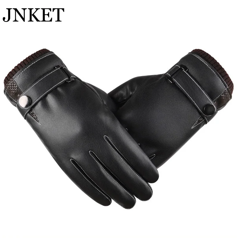 JNKET мужские перчатки из искусственной кожи, перчатки для сенсорного экрана, зимние перчатки, перчатки для вождения, теплые бархатные перчатки кораллового цвета