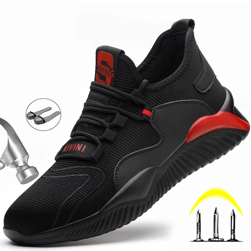 Zapatos de trabajo de seguridad con punta de acero, zapatillas de trabajo a prueba de perforaciones, ligeras, para construcción