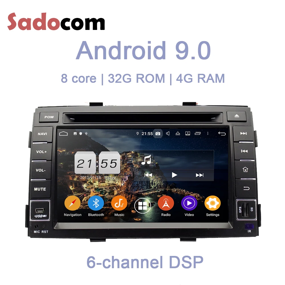DSP TDA7851 HD Android 9,0 8 ядерный 32 ГБ+ 4 Гб ОЗУ Bluetooth Wifi gps ГЛОНАСС карта Автомобильный dvd-плеер RDS радио для kia SORENTO 2011 2012