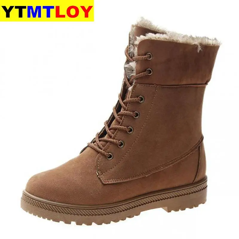 

HOT Women Boots Winter Shoes Plus Size Hot Platform Female Warm Botas Mujer Booties Ankle For Snow Black Shors Woman Snow