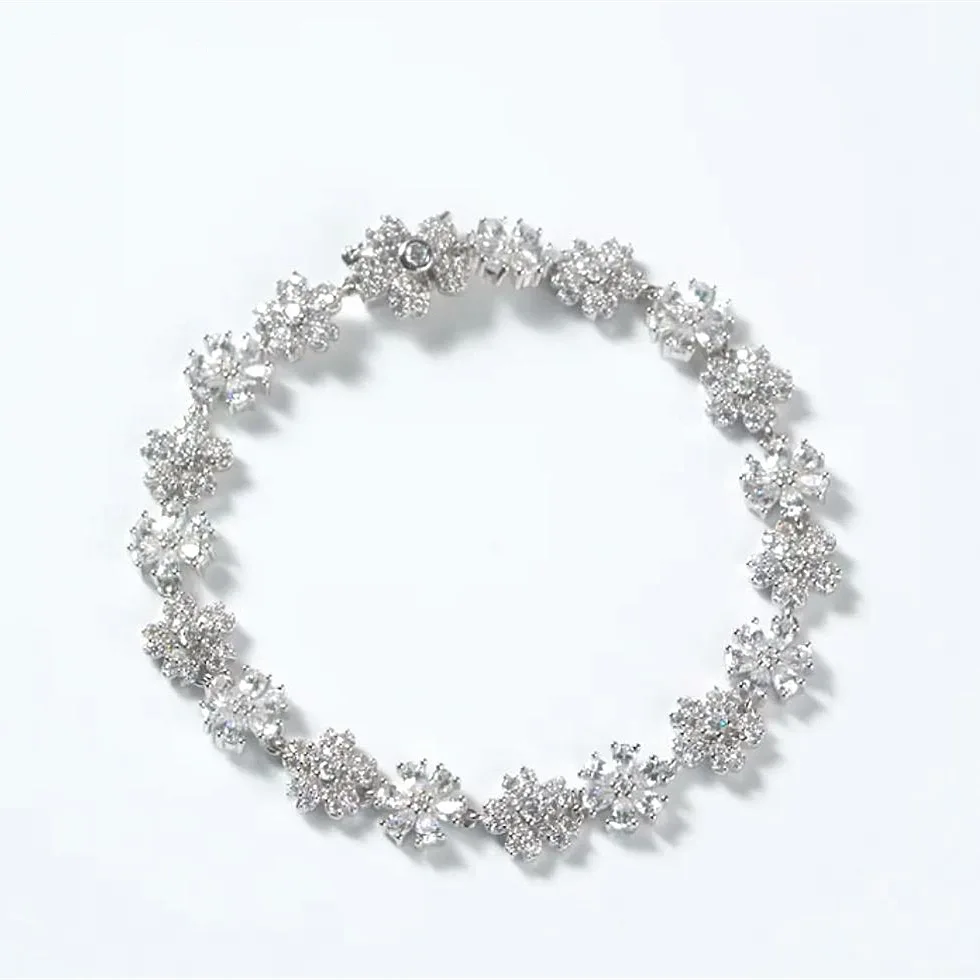 S925 чистого серебра высокого класса микро инкрустация темперамент цветок браслет женский роскошный дизайн чувство