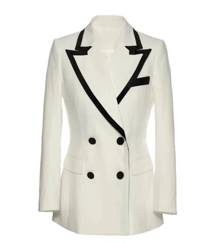 White Double Breasted Business Suits for Women Jacket and Pants Pantsuit Office Style Female Trouser Suit, Custom Made