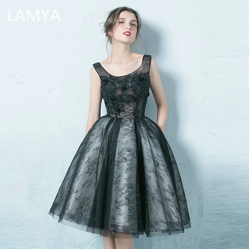 

Элегантное короткое бальное платье LAMYA, вечернее платье с вышивкой сзади, официальное платье, индивидуальный пошив