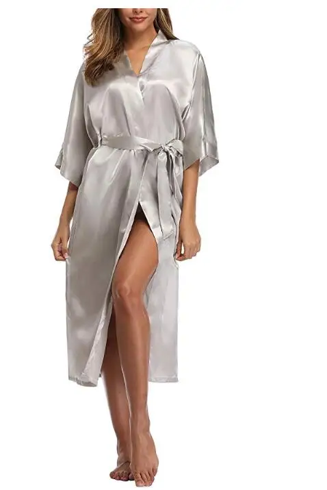 Women High Quality Black Silk Rayon Robe Sexy Long Lingerie Sleepwear Kimono Yukata Nightgown Plus Size S M L XL XXL XXXL A-050 women sleepwear silk robe