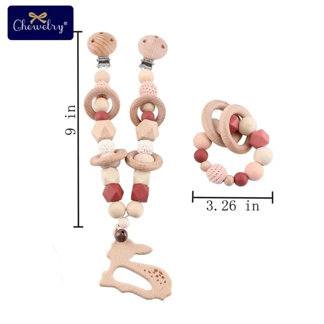 Red Set 3 3 шт., детская игрушка, соска, клипса, цепь для коляски, жевательный браслет, деревянный прорезыватель, коляска, пустышка, клипса, соска, цепная кроватка, погремушка, игрушки - Цвет: Red Set 3