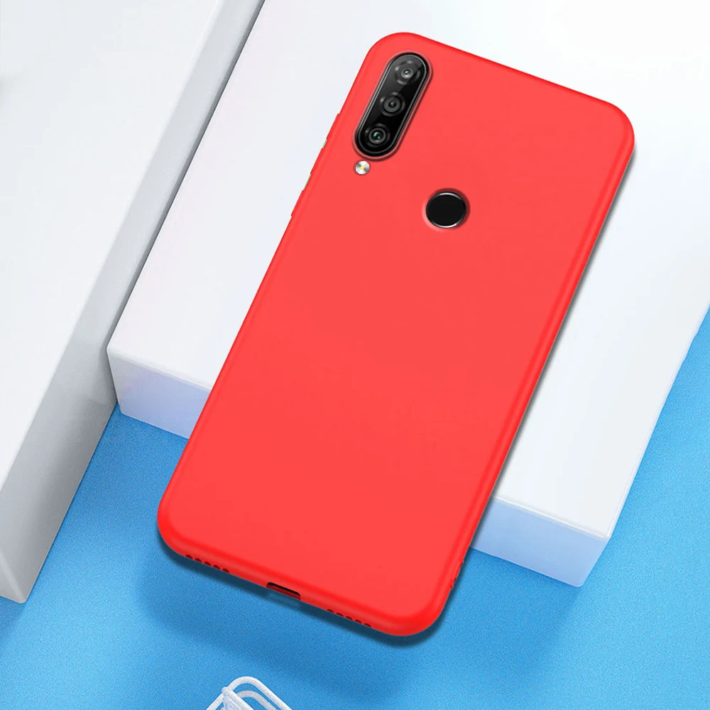 Красный Для huawei P30 P20 Lite чехол из жидкого силикона мягкая задняя крышка для huawei P30 Pro mate 20 30 Lite Honor 8X V30 Pro Nova 6 SE чехол - Цвет: Красный