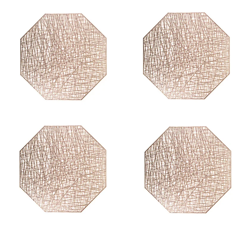 Golden 4pcs Onepe 2/4/6 шт./компл. PVC салфетки для Восьмиугольные полые колодки жар-изоляционный коврик дома Водонепроницаемый Нескользящие украшения для ужина Подставка для столовых приборов - Цвет: Golden 4pcs